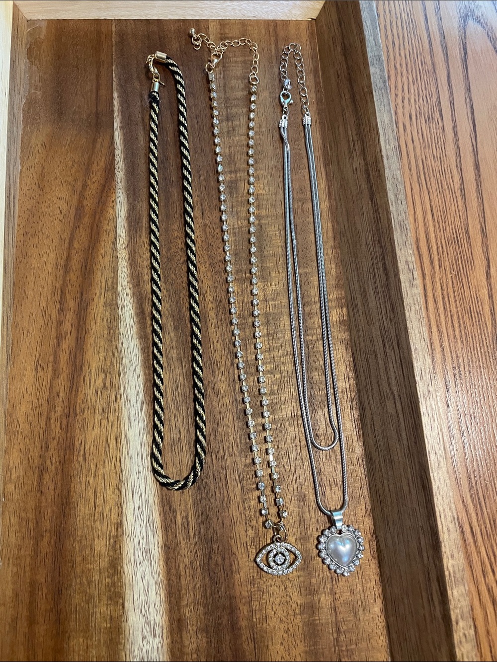 Three-Piece Mixed Metal Layering Necklace Set in Gold and Silver